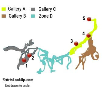La Pasiega Cave Layout Layout of La Pasiega Cave showing main galleries and panels of paleolithic art